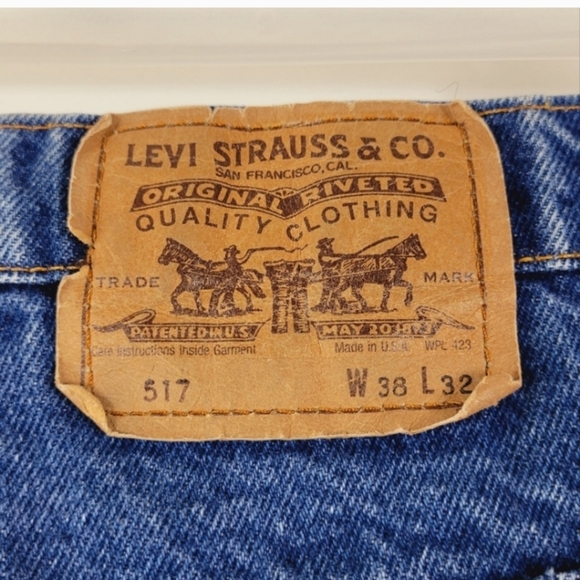 LEVI'S Jeans 517 VINTAGE RARE 80's ORANGE TAB Straight Leg Blue Size W38 L32 - Picture 9 of 13